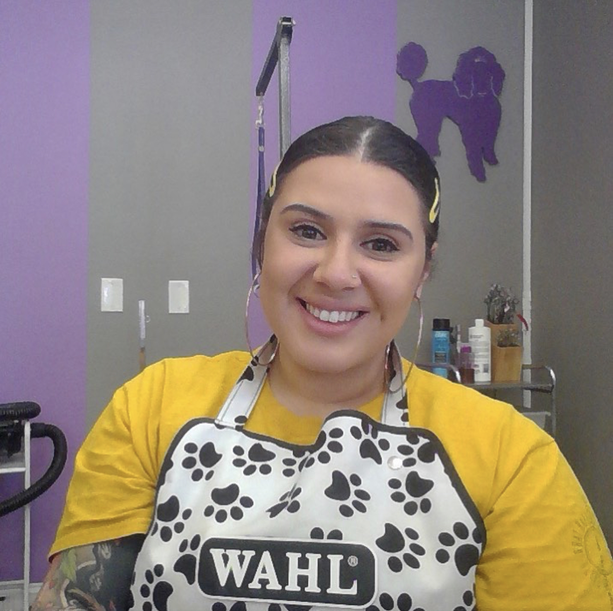 Jenna, owner and groomer of the Tracy studio